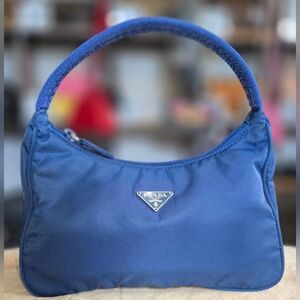 Prada Nylon Tessuto Shoulder Bag Blue